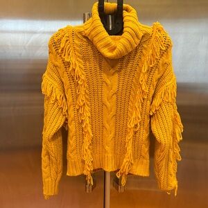 Cozy Mustard Yellow Cable Knit Sweater
